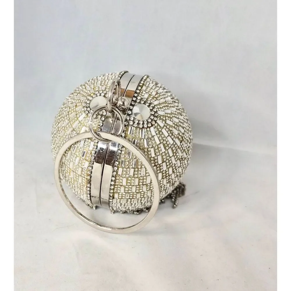 Crystal encrusted ball clutch proms formal